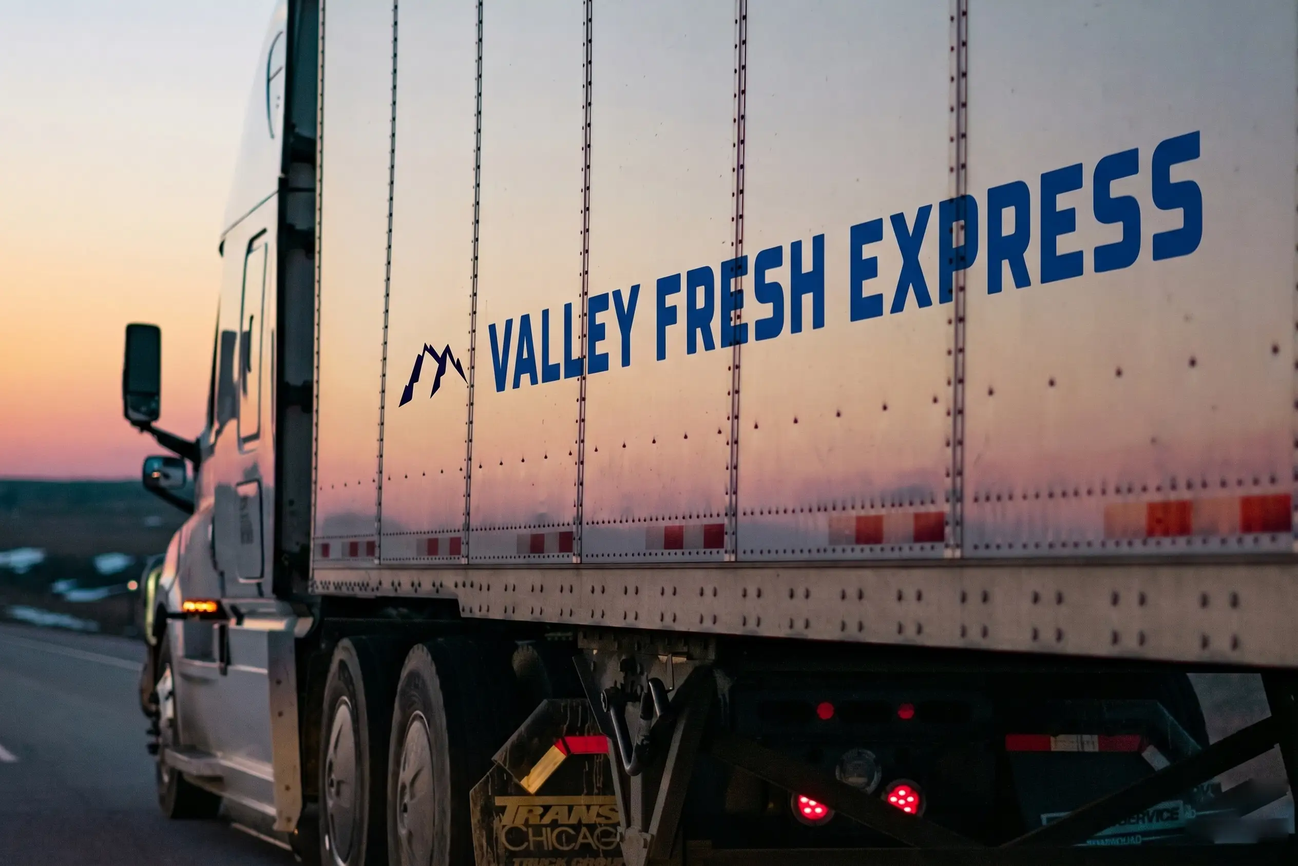 Valley Fresh Express refrigerated truck on Highway 97 Okanagan Valley